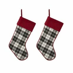 Deals 💯 Glitzhome® 20" Black & White Plaid Stockings, 2ct. 😉