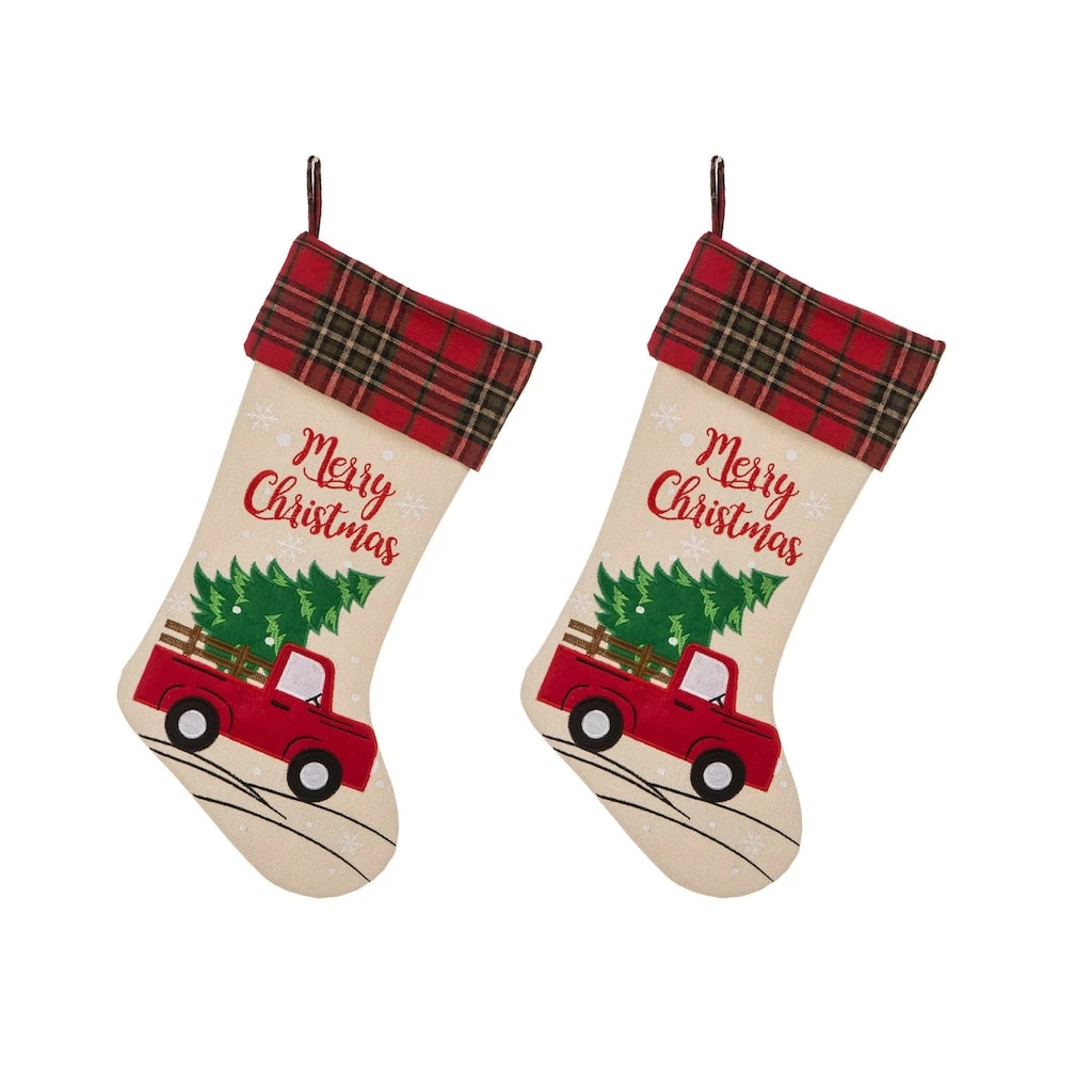 Best Pirce π Glitzhome® 21" Truck & Tree π Christmas Stockings, 2ct. π