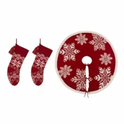 Wholesale ๐ Glitzhome® Red Snowflake Tree ๐ Skirt & Stockings Set ๐ฏ