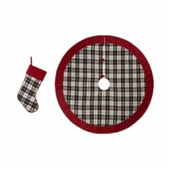 Wholesale ๐ Glitzhome® Black & White Plaid Tree ๐ Skirt & Stocking Set โ๏ธ