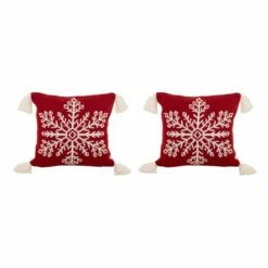 Best reviews of โจ Glitzhome® Knitted Snowflake Red Pillow Covers, 2ct. ๐