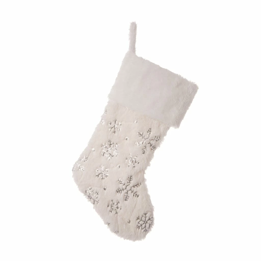 Best deal ๐ Glitzhome® 21" White Plush with Snowflake โ Christmas Stocking, 2ct. โญ - Image 3