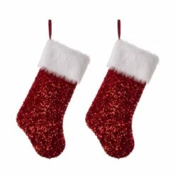 Coupon ⭐ Glitzhome® 21" Red Sequin 🎅 Christmas Stocking, 2ct. ✨