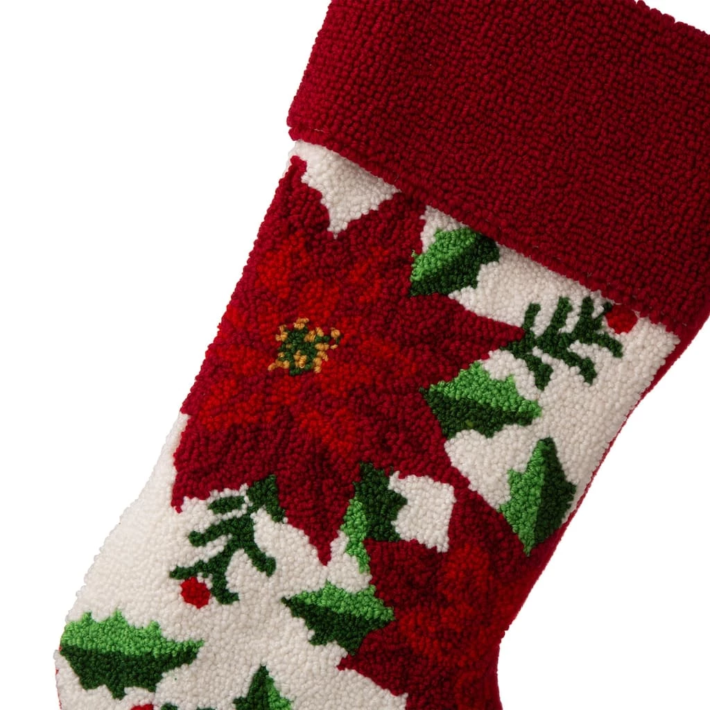Budget ๐คฉ Glitzhome® 21" Poinsettia Hooked Stocking ๐ - Image 3
