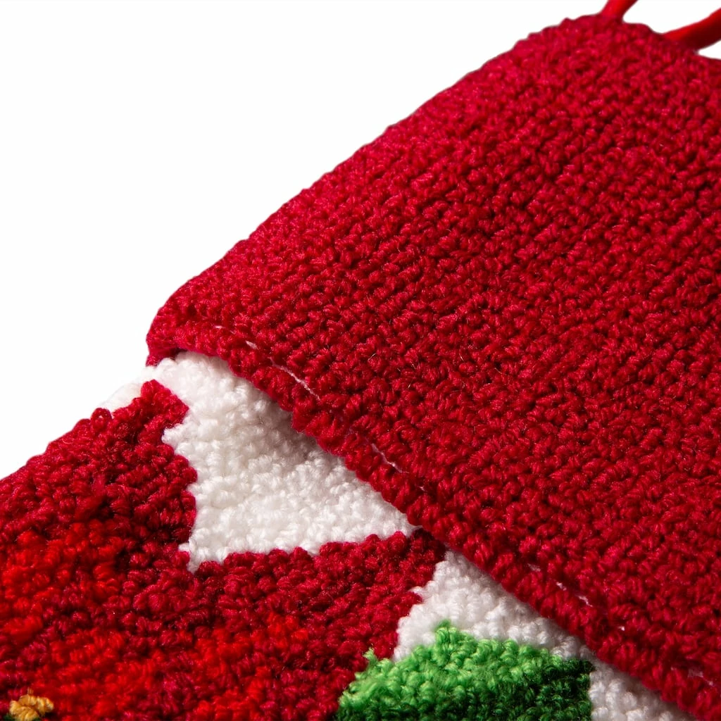 Budget ๐คฉ Glitzhome® 21" Poinsettia Hooked Stocking ๐ - Image 4