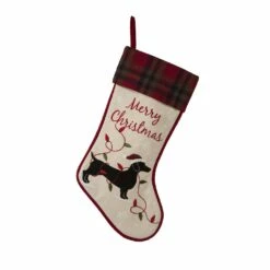 Flash Sale 🎉 Glitzhome® 21" Dachshund Fabric ❄ Christmas Stocking ✔️
