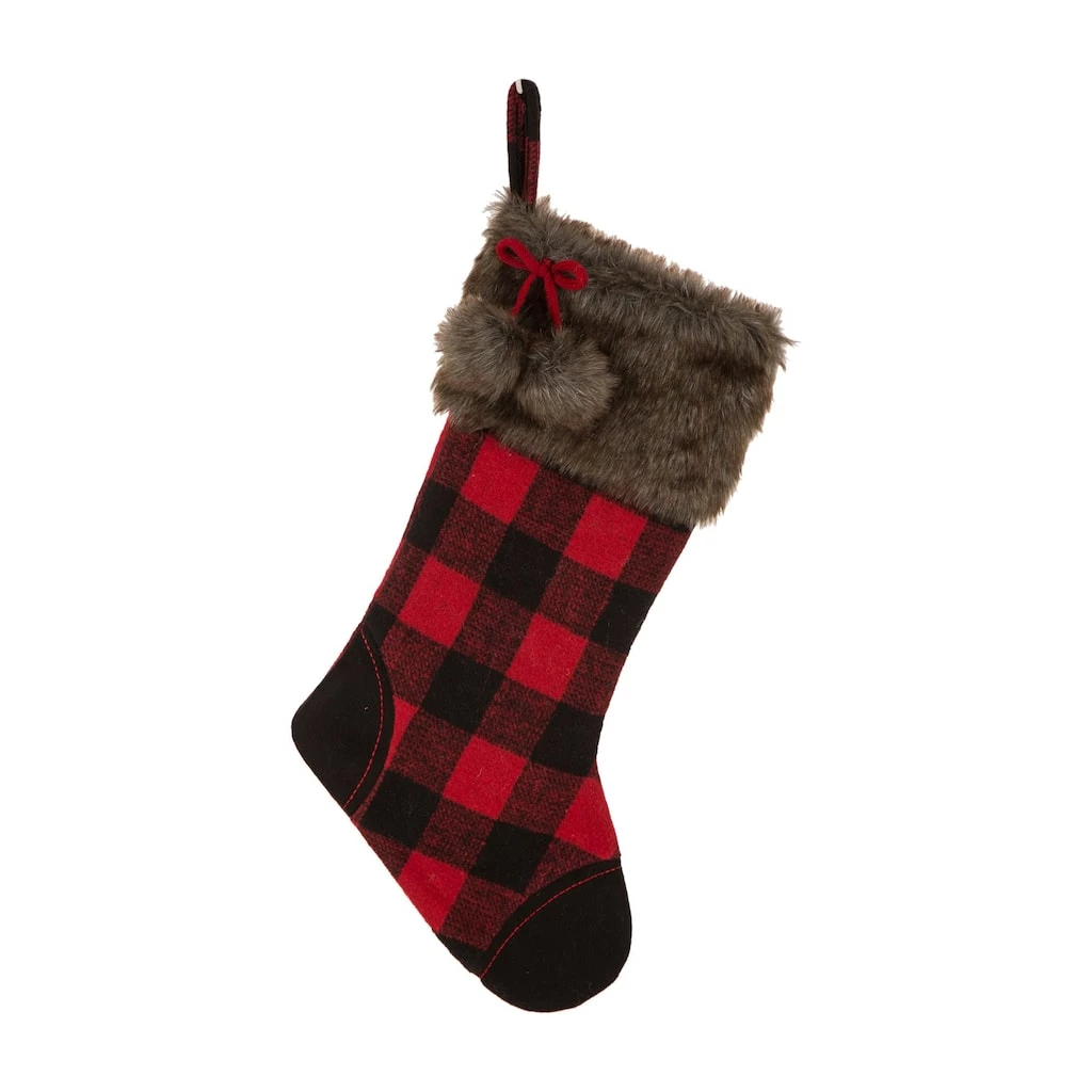 Top 10 β¨ Glitzhome® 21" Fur Black & Red Buffalo Plaid Stocking π