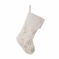 Flash Sale 🔥 Glitzhome® 21" White Plush with Snowflake 🎁 Christmas Stocking 🤩