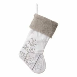 Coupon 🔥 Glitzhome® 21" White Fleece with 🎄 Christmas Tree & Snowflake Stocking ❤️