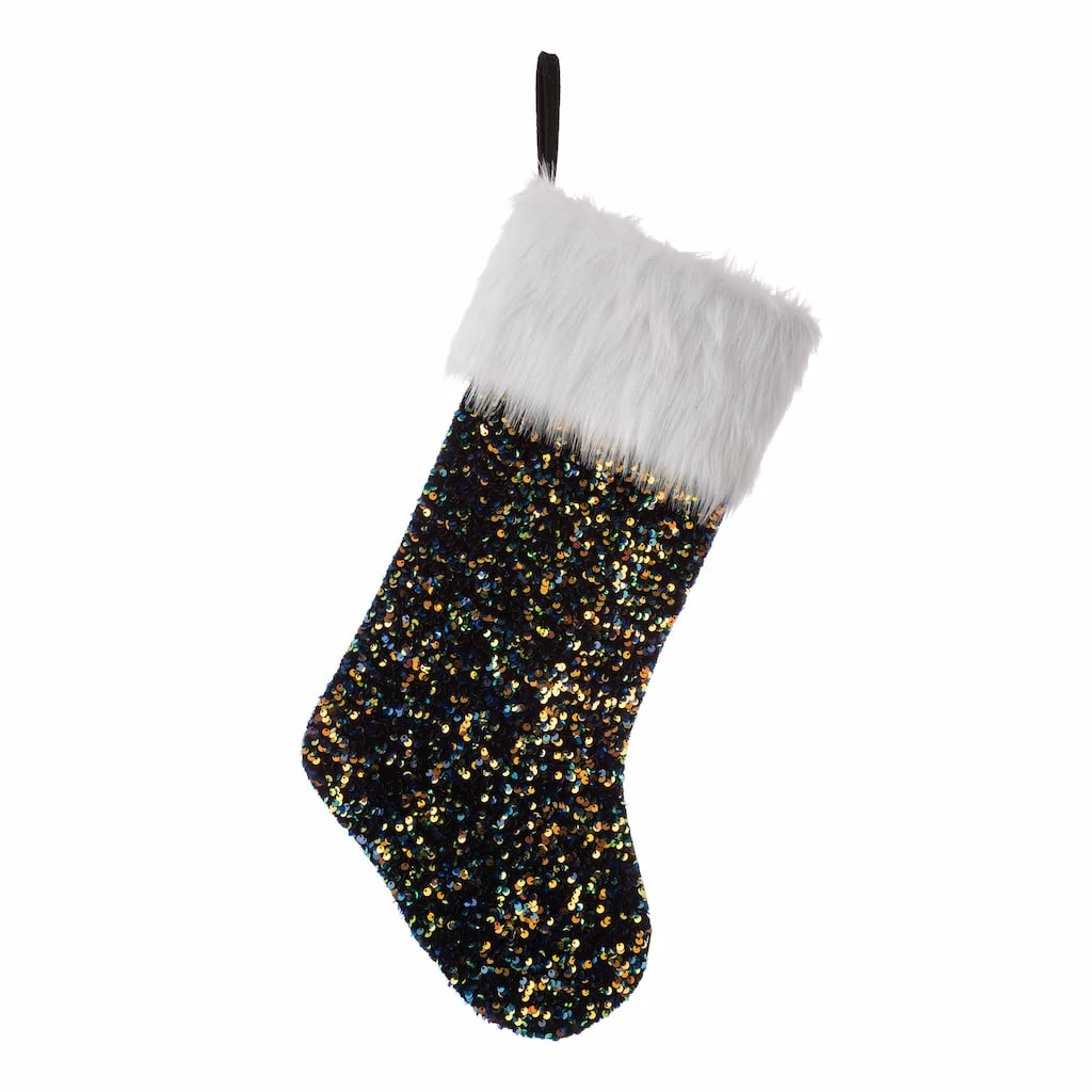 Outlet โ๏ธ Glitzhome® 21" Navy Blue Sequin ๐ Christmas Stocking ๐