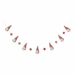Best Pirce 🎉 Glitzhome® 6ft. Red & White Fabric 🔔 Christmas Gnome Garland 🎉