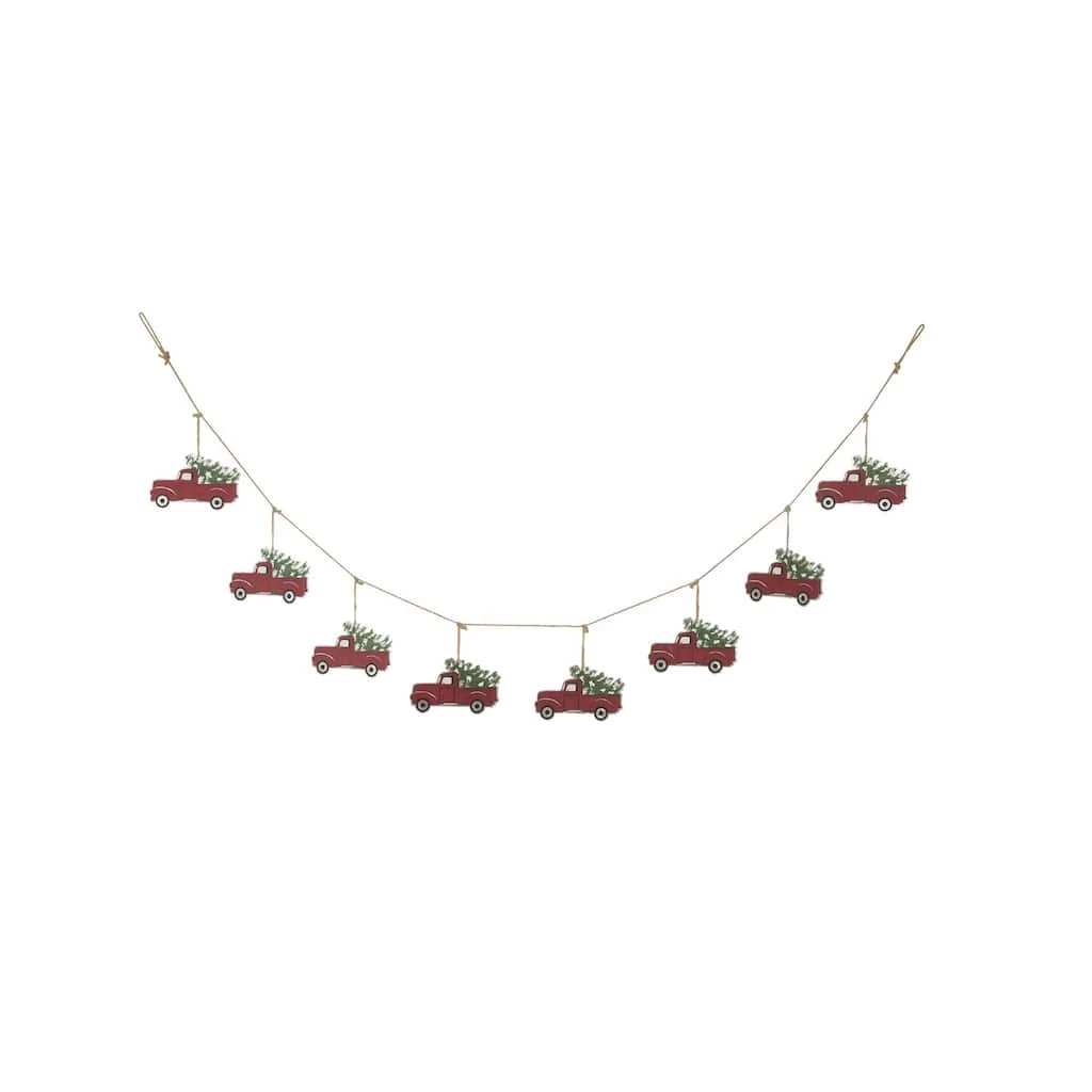 Wholesale 🔥 Glitzhome® 6ft. Metal Red Truck with Tree Garland 😍