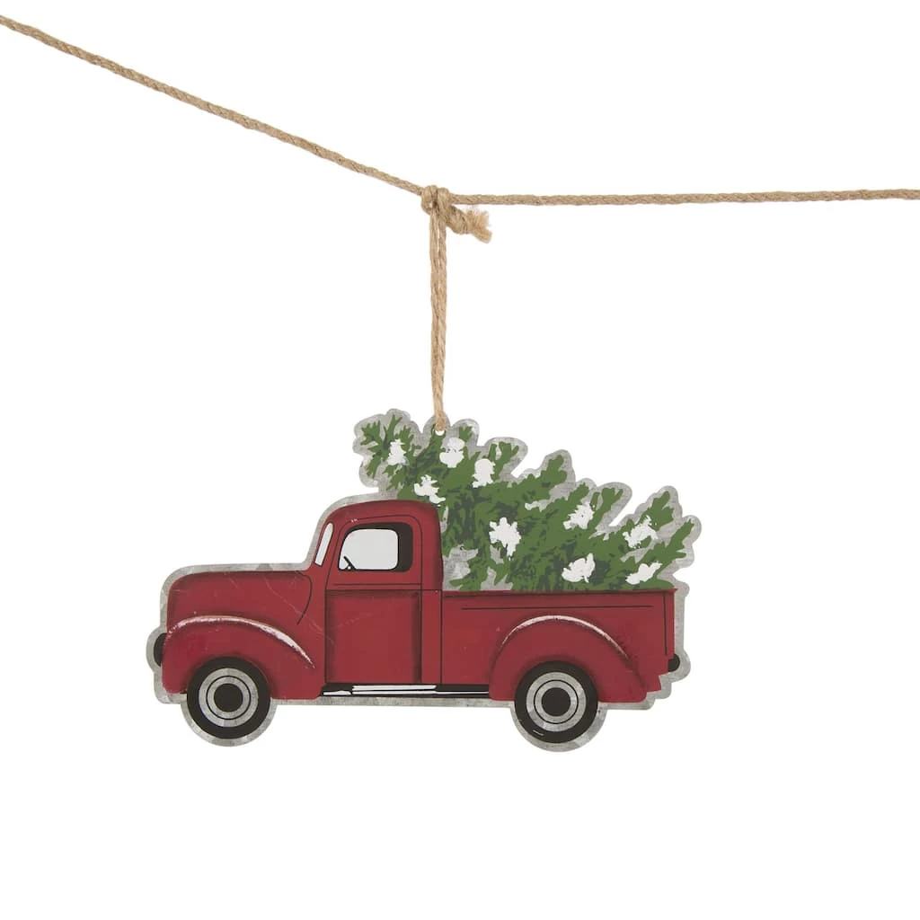 Wholesale 🔥 Glitzhome® 6ft. Metal Red Truck with Tree Garland 😍 - Image 3