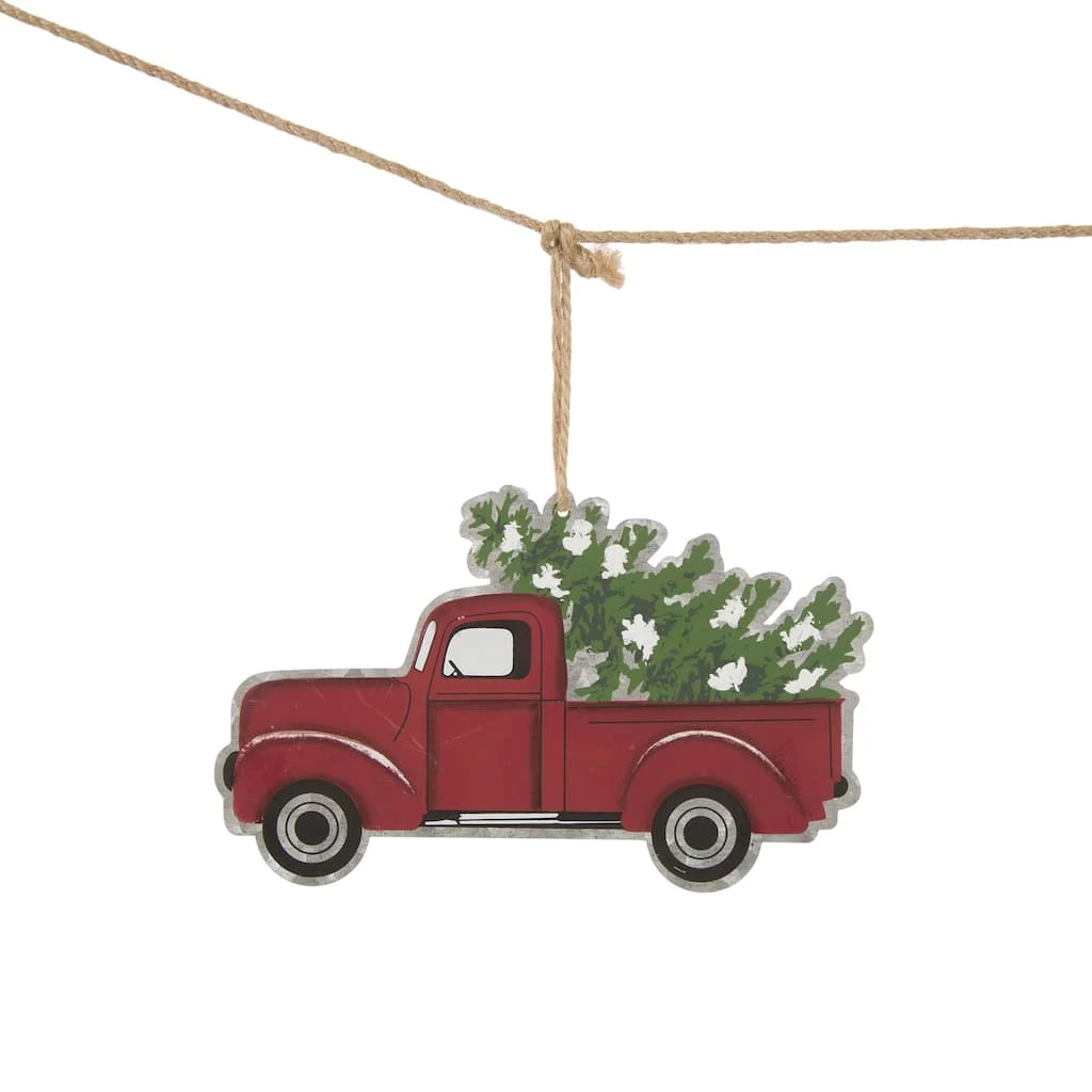 Wholesale 🔥 Glitzhome® 6ft. Metal Red Truck with Tree Garland 😍 - Image 7