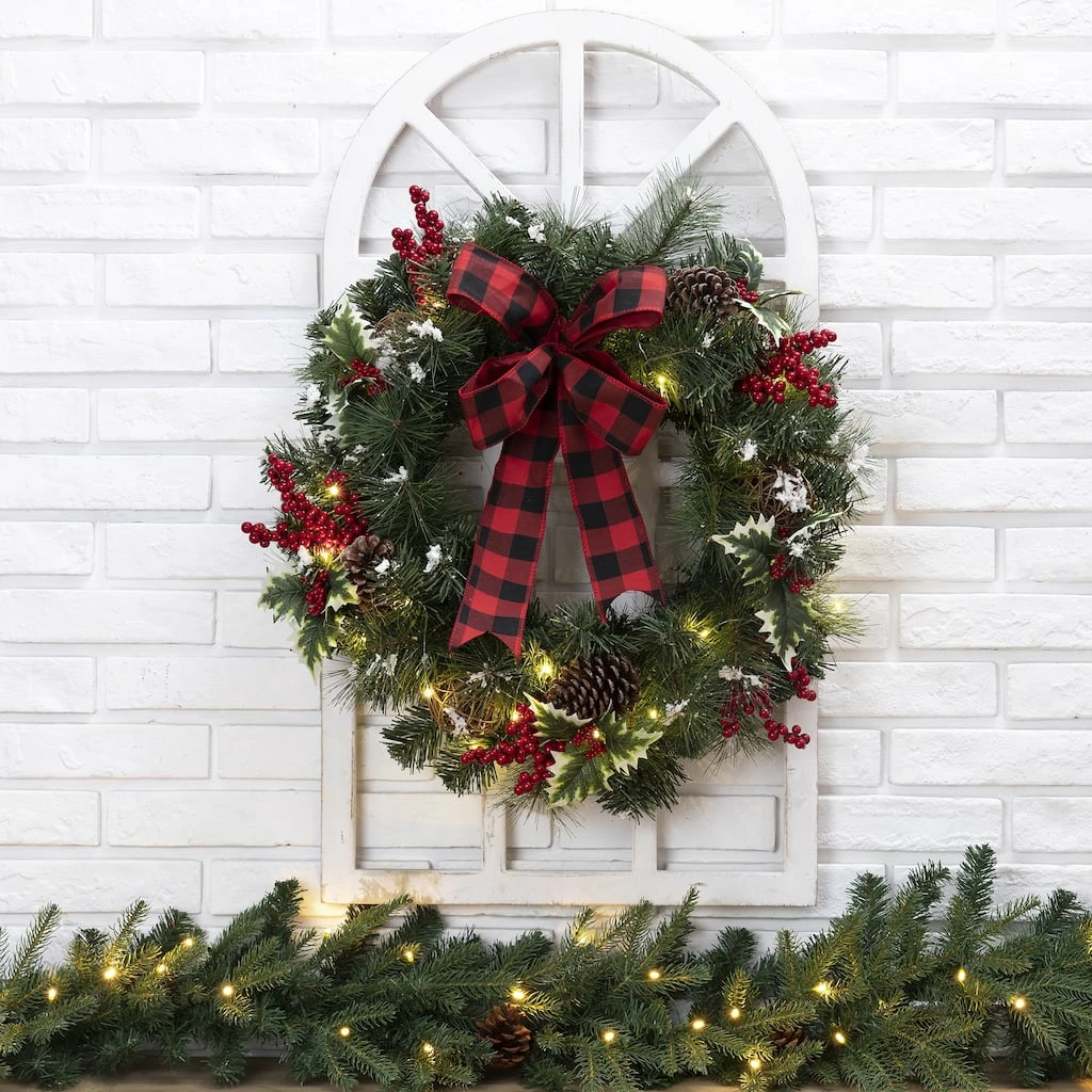 Deals โค๏ธ Glitzhome® White Window Frame with LED Wreath ๐ - Image 2