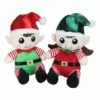 Brand new ⌛ 13" Red Plush Sitting Boy & Girl 🎄 Christmas Elf Figure Set by Northlight ✨