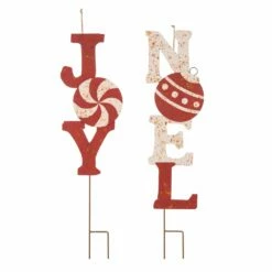 Deals 🎁 Glitzhome® Metal Joy & Noel Yard Stake Set 👏