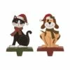 New ⌛ Glitzhome® 8" Wooden Metal Cat and 🐕 Dog Stocking Holder Set 😀