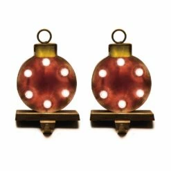 Cheap ⭐ Glitzhome® 7.5" Marquee Ornament Stocking Holder with LED Lighting, 2ct. ✨