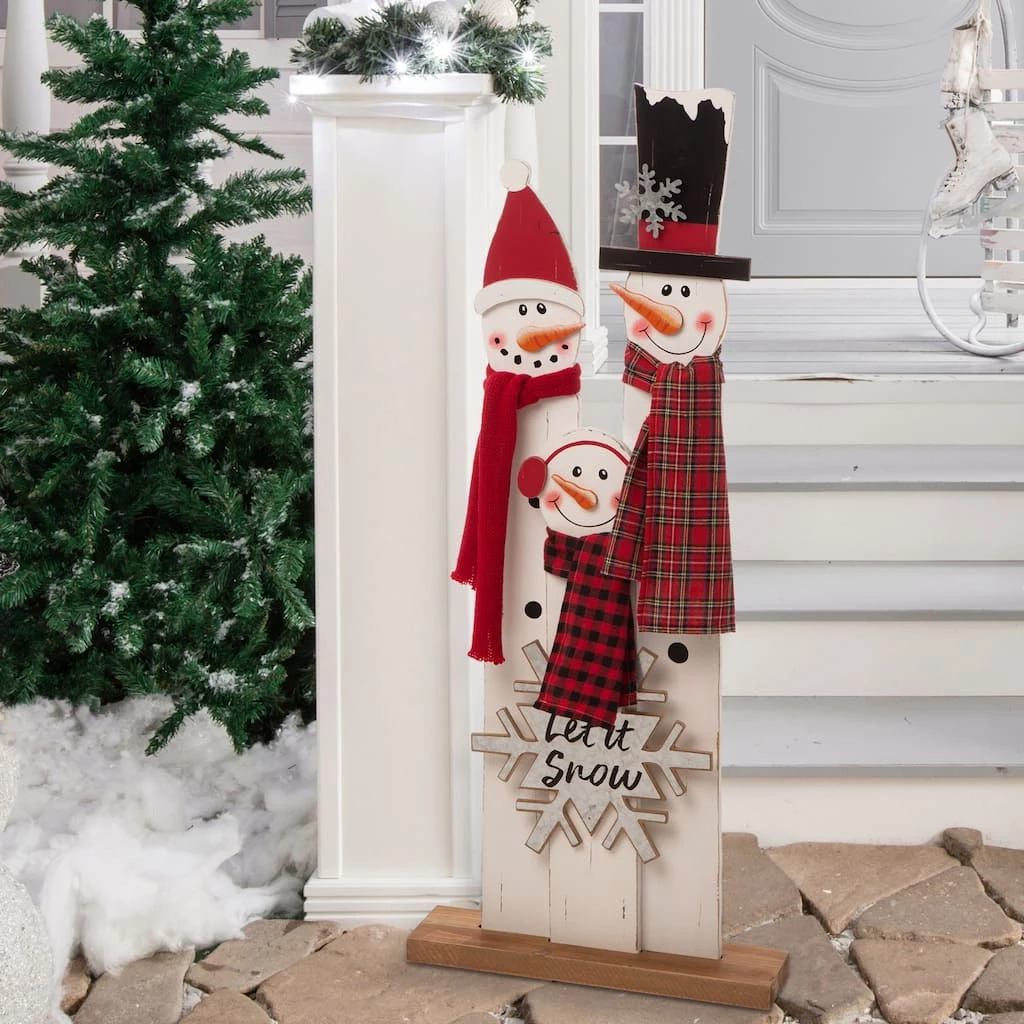 Flash Sale π Glitzhome® 35" Wooden Snowman Family Porch Sign π - Image 2