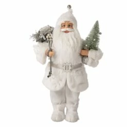 Brand new โจ Glitzhome® 18" White Faux Fur ๐
Christmas Santa Figurine ๐
