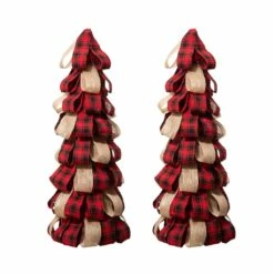 Cheap 🧨 Glitzhome® 22" Burlap Plaid Table Tree Accent, 2ct. 🧨