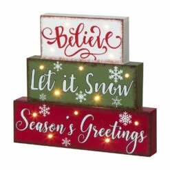 Brand new 💯 Glitzhome® 12" LED Wooden Block Holiday Word Sign 🥰