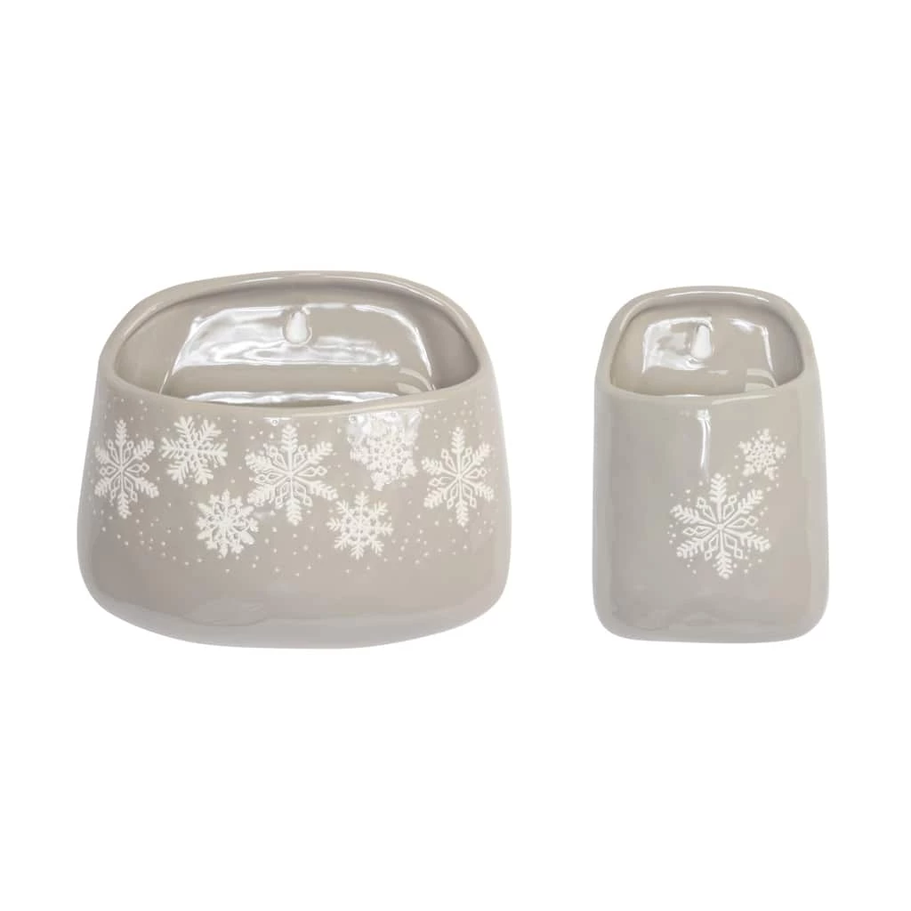 Discount π Snowflake Stoneware Wall Pocket Set, 7.5" & 9" by Melrose π