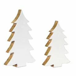 Budget 😀 White Wooden Tree Set, 11" & 14.5" by Melrose 🔥