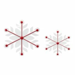 Deals 👏 Red & White Iron 🎁 Christmas Snowflake Set, 16" & 22" by Melrose 🎉