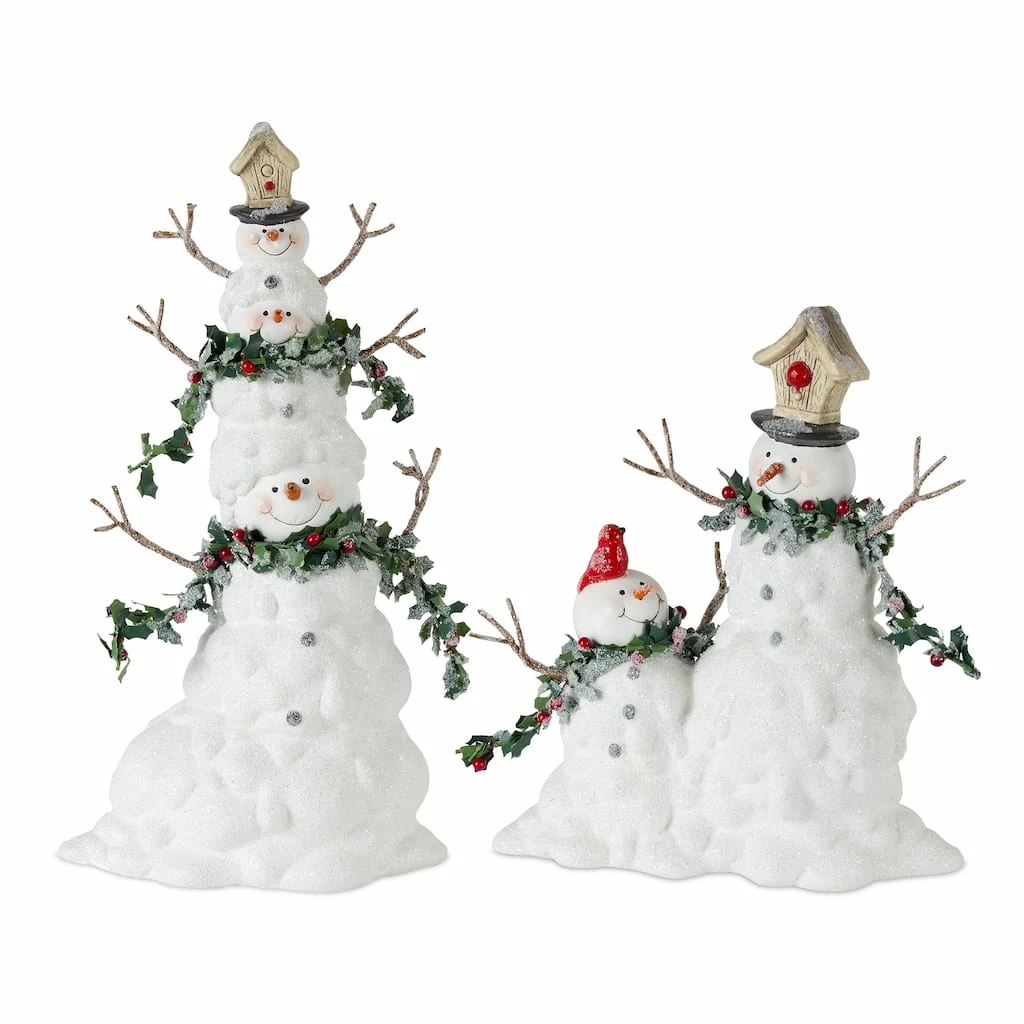 Discount 𧨠White Terra Cotta Snowman Set, 9.25" & 12.25" by Melrose π