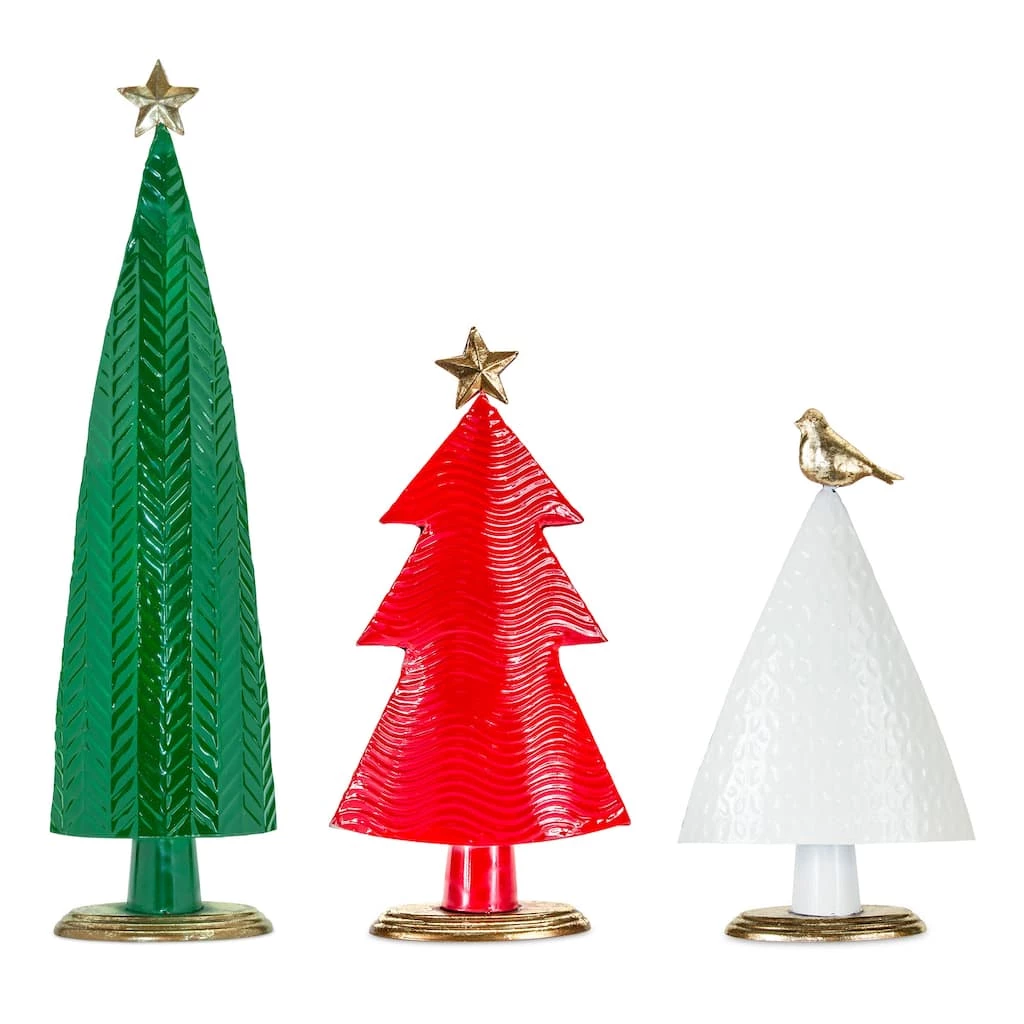 Outlet β Red, White & Green Metal Tree Set 21", 22" & 32" by Melrose β