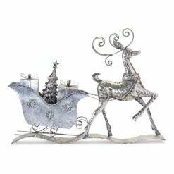 Top 10 ✨ 26.5" Metal Reindeer & Sleigh Accent by Melrose ✔️