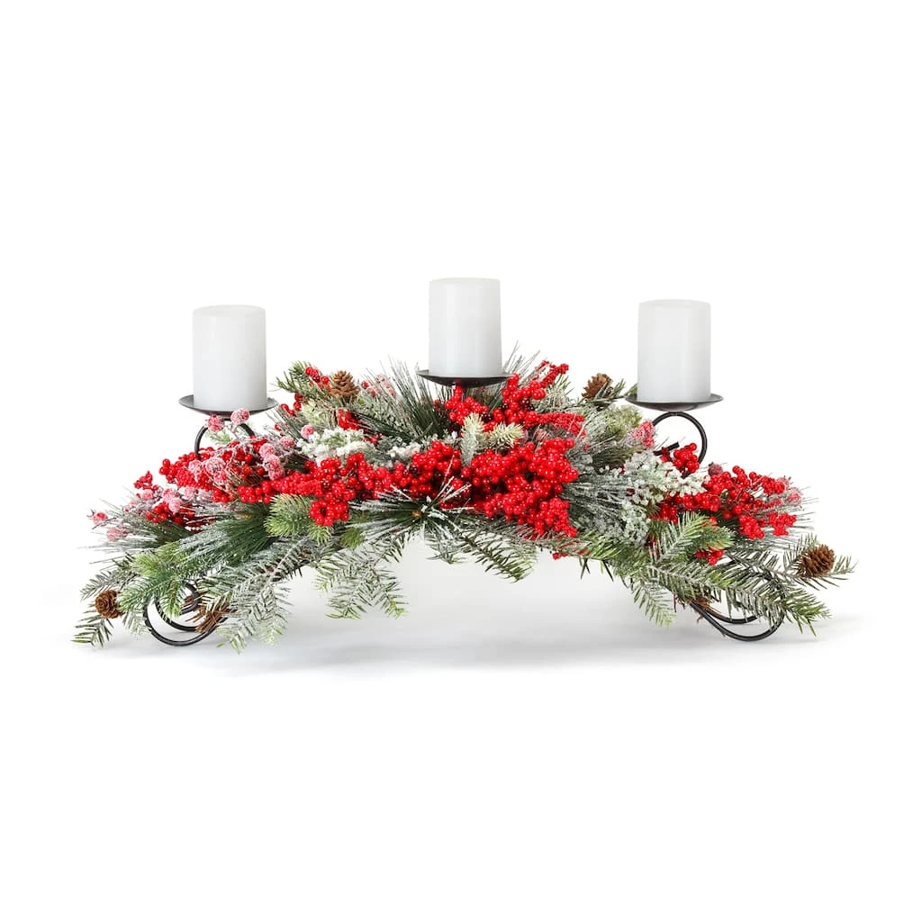 Top 10 ✔️ Red Berry & Frosted Pine Centerpiece by Melrose 😍