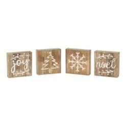 Coupon ⭐ 6" 🎁 Christmas Wood Plaque Set by Melrose 🔥