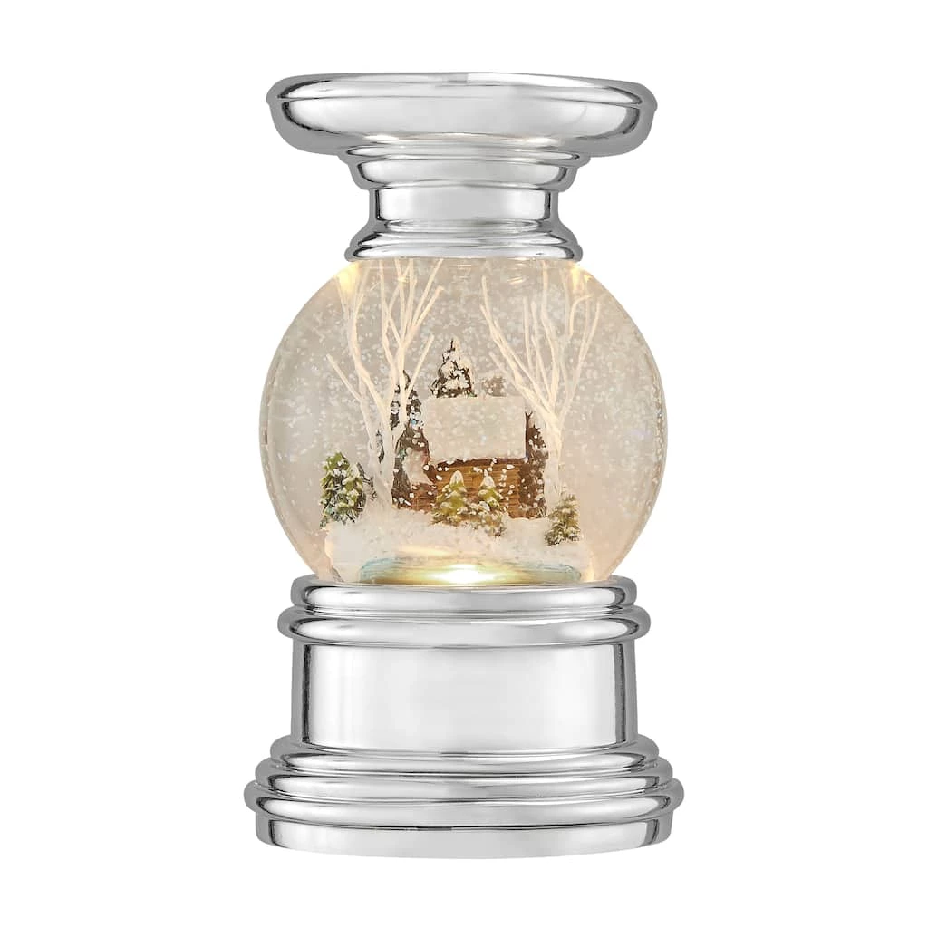 Outlet 🔔 Haute Decor Snowburst™ Log Cabin 🎅 Christmas Snow Globe Candle Holder ⌛