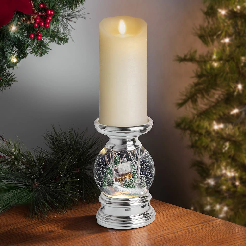 Outlet 🔔 Haute Decor Snowburst™ Log Cabin 🎅 Christmas Snow Globe Candle Holder ⌛ - Image 2
