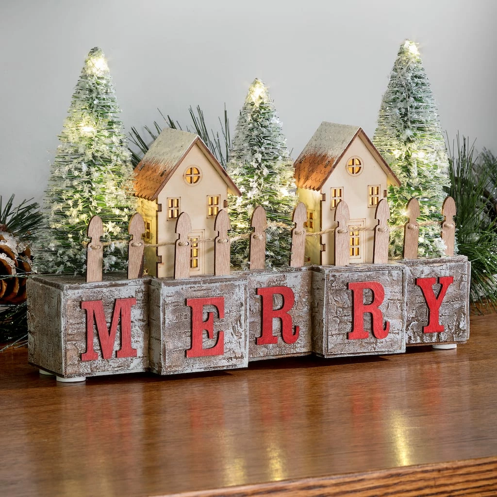 Best Sale π Haute Decor Lighted Merry π Christmas Wood Blocks 𧨠- Image 2