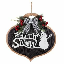 Best deal 🔔 Haute Decor 14" Let it Snow Wood Ornament Wall Hanging 🛒
