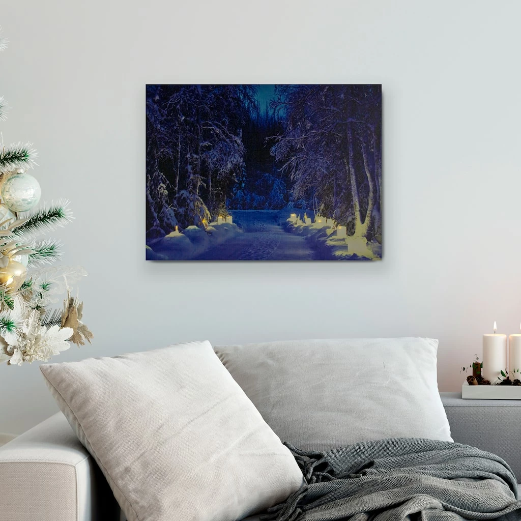 New 🤩 LED Lighted Nighttime In The Woods Winter Scene Canvas Wall Art by Northlight 🔥 - Image 2