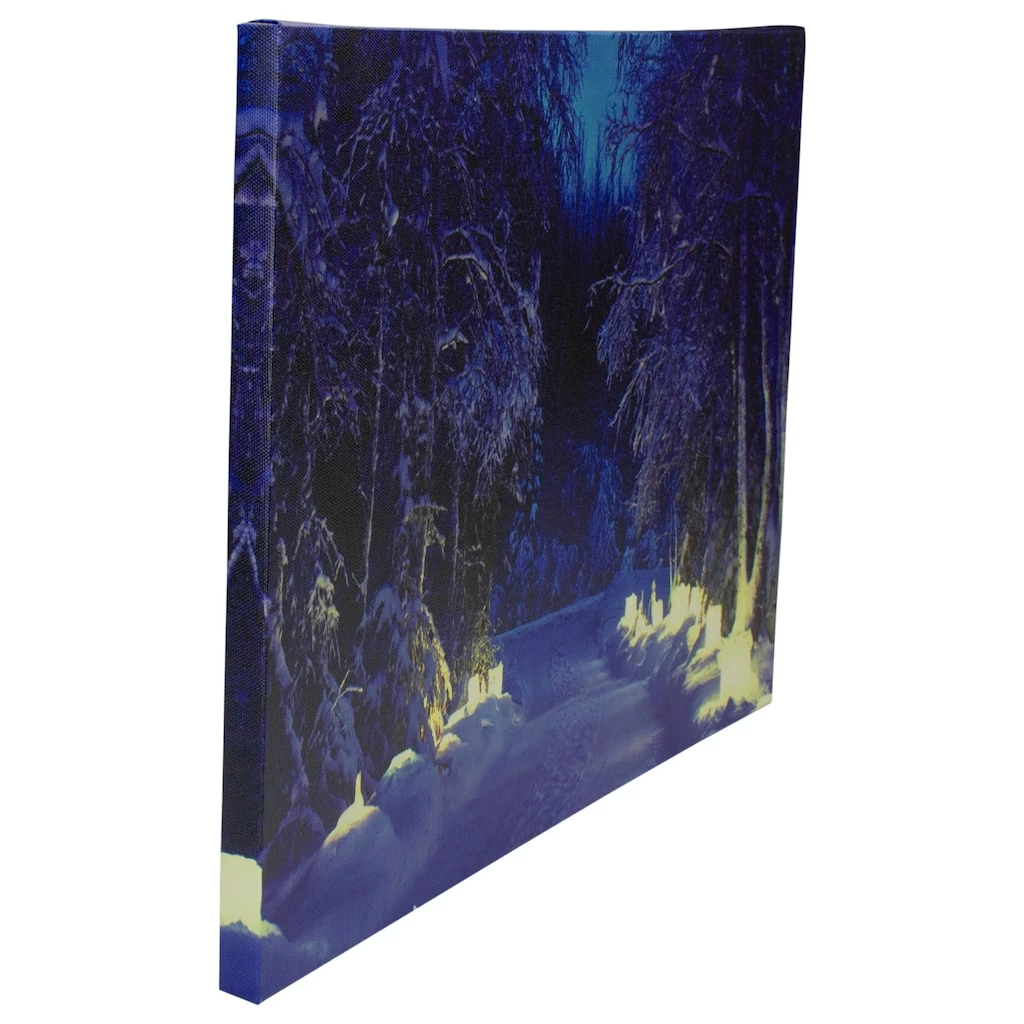 New 🤩 LED Lighted Nighttime In The Woods Winter Scene Canvas Wall Art by Northlight 🔥 - Image 4