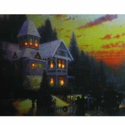 Cheapest 😀 LED Lighted Victorian 🎁 Christmas At Sunset Canvas Wall Art by Northlight 🧨