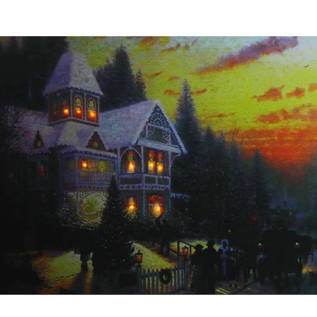 Cheapest ๐ LED Lighted Victorian ๐ Christmas At Sunset Canvas Wall Art by Northlight ๐งจ