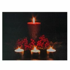 Wholesale โค๏ธ LED Lighted Red & Green Candles ๐ Christmas Canvas Wall Art by Northlight โ