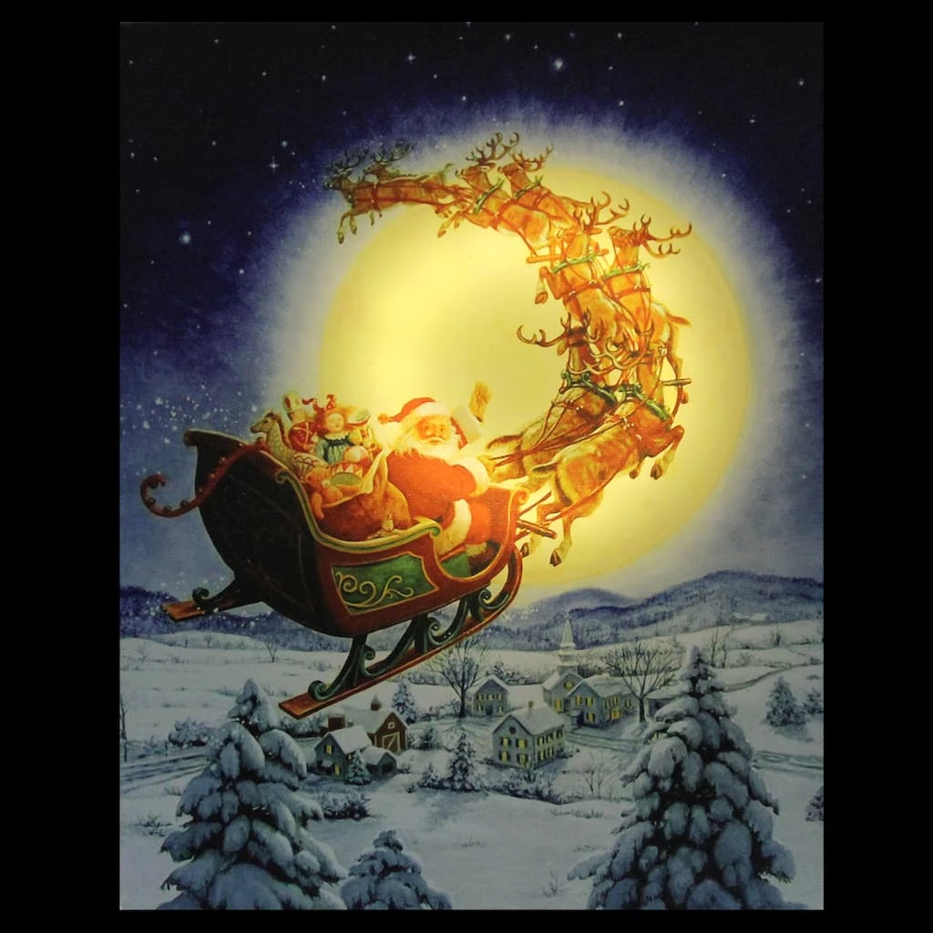 Brand new β€οΈ LED Back Lit Flying Santa Claus & Sleigh π Christmas Wall Art by Northlight π - Image 3