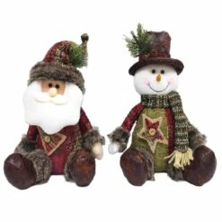 Wholesale 🤩 Santa's Workshop 16" Santa & Snowman Sitting Patchwork Pals Set by SantasWorkshop 👍