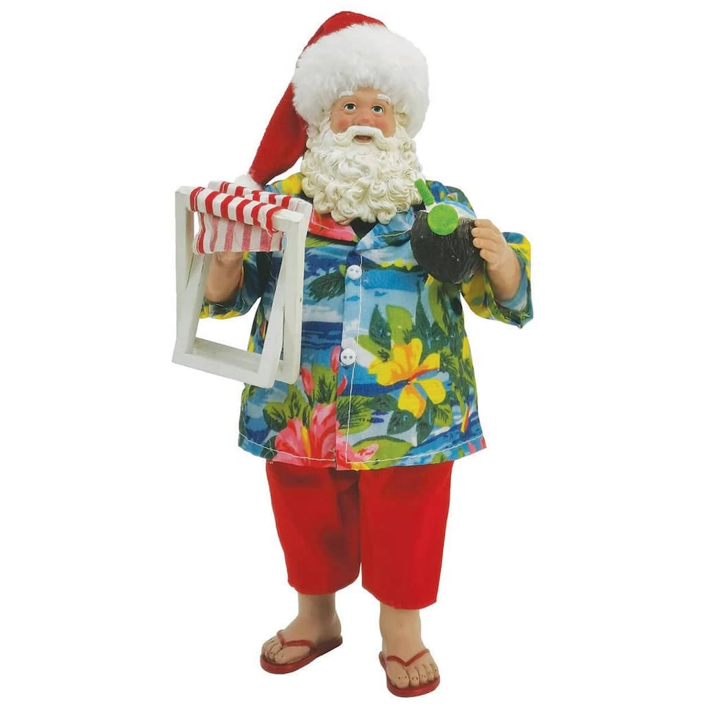 Brand new ๐ Santa's Workshop 10" Beach Santa & Chair Figurine by SantasWorkshop ๐