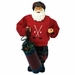 Flash Sale 🔥 Santa's Workshop 12" Red Sweater Golfing Claus Figurine by SantasWorkshop 🎁