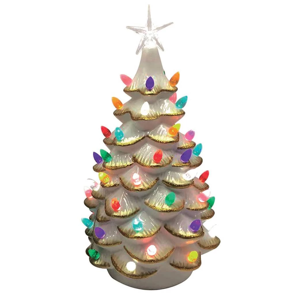 Best deal 😉 Santa's Workshop 14" Lighted White Ceramic Tree with Gold Tips by SantasWorkshop 👏