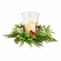 Cheap 👍 8" Cedar & Berries Artificial ❄ Christmas Candelabrum by Nearly Natural 😉